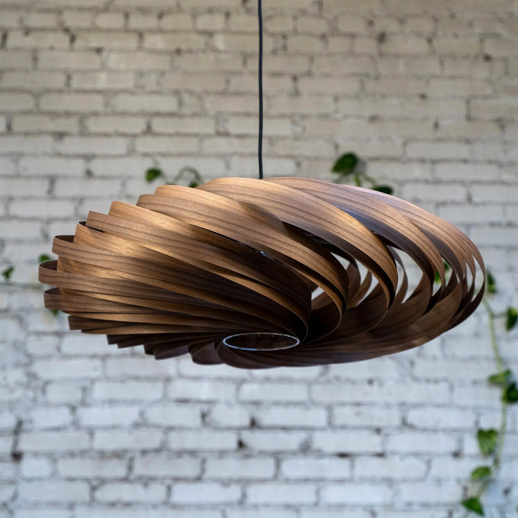 Suspension lamp 'Veneria' from walnut wood 70 cm Gofurnit