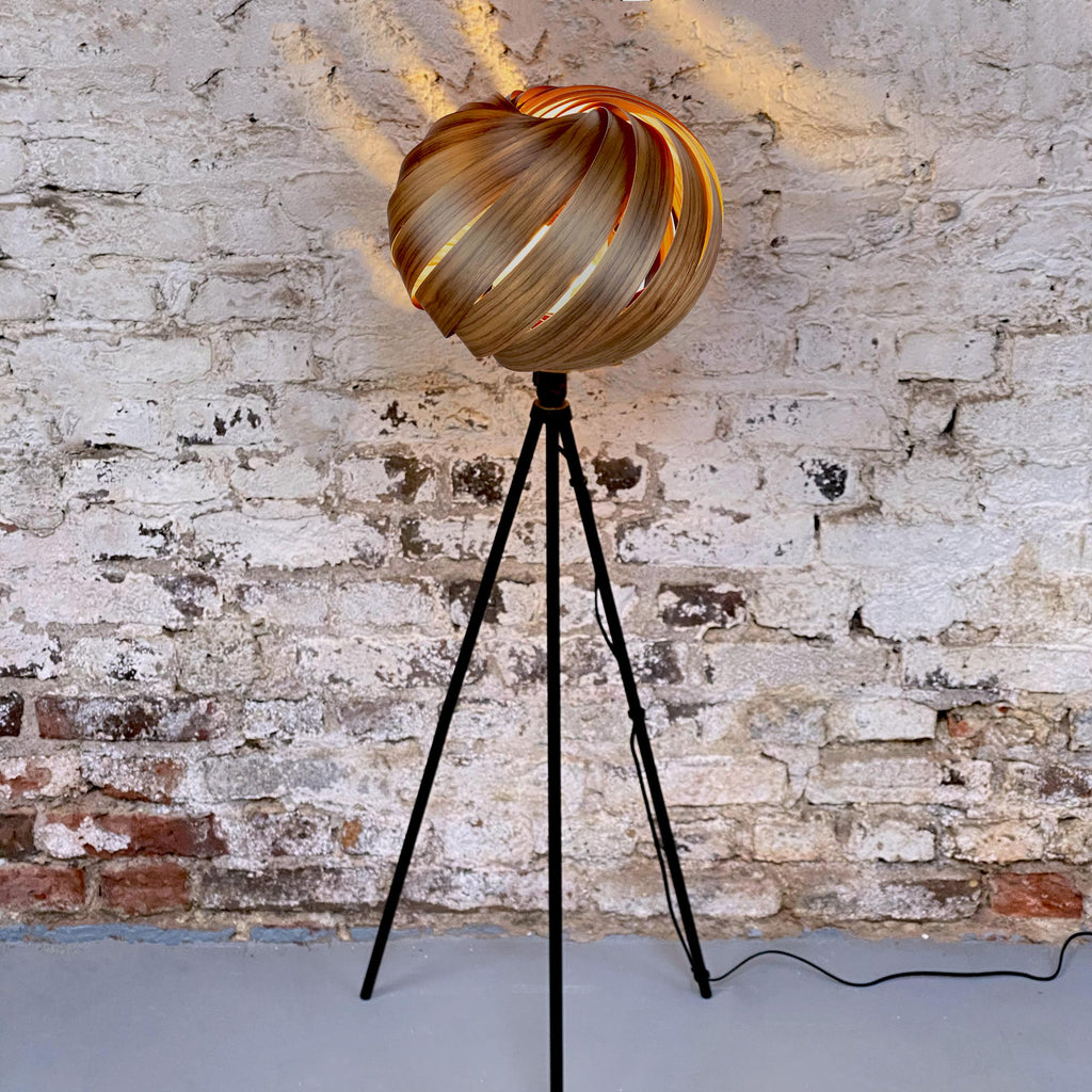 Wooden lamps, walnut floor lamp handmade in Cologne